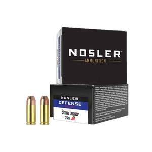 Nosler Bonded Performance Defense 9mm Luger + P 124gr JHP Handgun Ammo - 20 Rounds