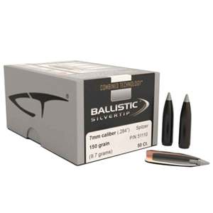 Nosler Combined Technology 284 Caliber 7mm CT Ballistic Silver Tip 150gr Reloading Bullets - 50 Count