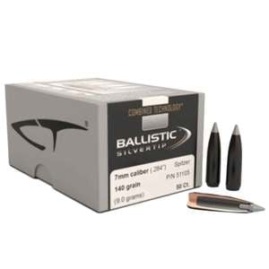 Nosler Combined Technology 284 Caliber 7mm/284 Ballistic Silver Tip 140gr Reloading Bullets - 50 Count