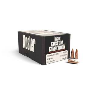 Nosler Custom Competition 22 Caliber HPBT 52gr Reloading Bullets - 250 Count