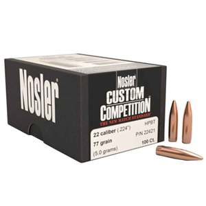 Nosler Custom Competition 22 Caliber/224 HPBT 52gr Reloading Bullets - 100 Count