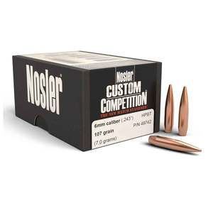 Nosler Custom Competition 243 Caliber/6mm HPBT 107gr Reloading Bullets - 250 Count