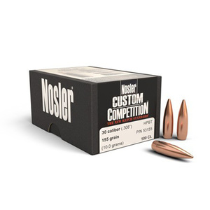Nosler Custom Competition 30 Caliber HPBT 155gr Reloading Bullets - 100 Count