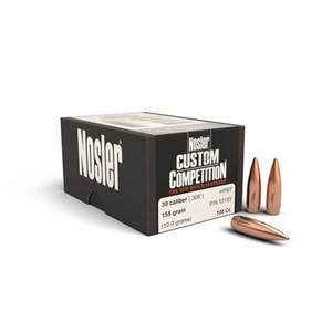 Nosler Custom Competition 30 Caliber HPBT 155gr Reloading Bullets - 250 Count