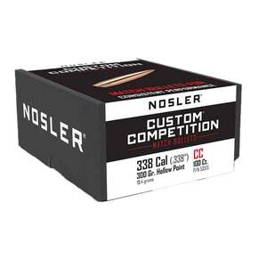 Nosler Custom Competition 338 Caliber 300gr Hollow Point Reloading Bullets - 100 Rounds