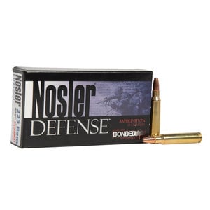 Nosler Defense 223 Remington 64gr Bonded Solid Base Rifle Ammo - 20 Rounds