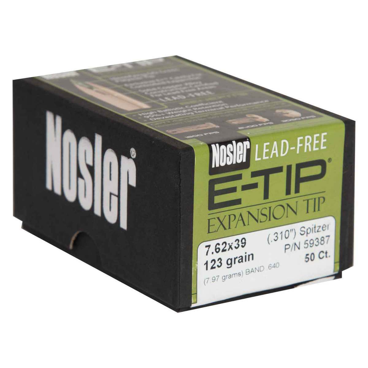 Nosler E-Tip 310 Caliber/7.62mm SBT 123gr Reloading Bullets - 50 Count Nosler E-Tip 310 Caliber/7.62mm SBT 123gr Reloading Bullets - 50 Count