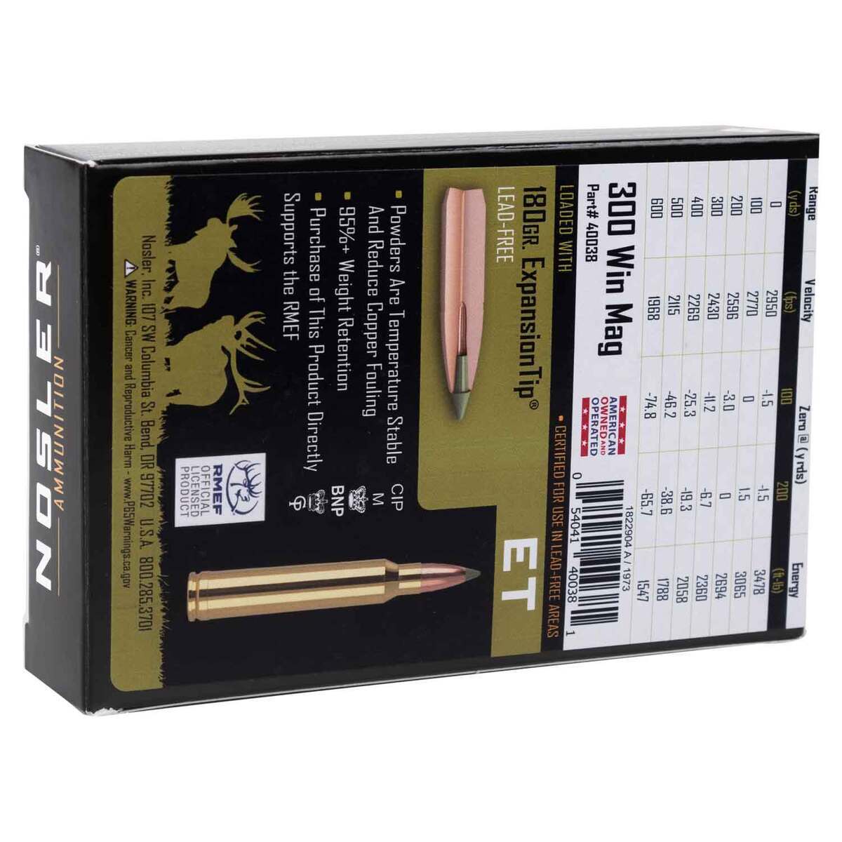 Nosler E-Tip Lead-Free 300 Winchester Magnum 180gr E-Tip Rifle Ammo - 20 Rounds Nosler E-Tip Lead-Free 300 Winchester Magnum 180gr E-Tip Rifle Ammo - 20 Rounds
