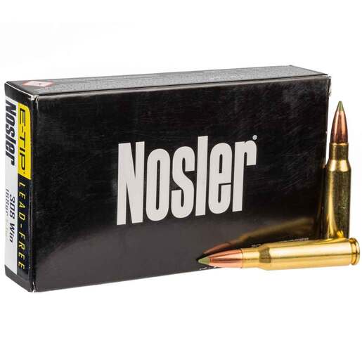 Nosler E-Tip Lead-Free 308 Winchester 168gr E-Tip Rifle Ammo Ammo - 20 Rounds 20 Rounds Ammo