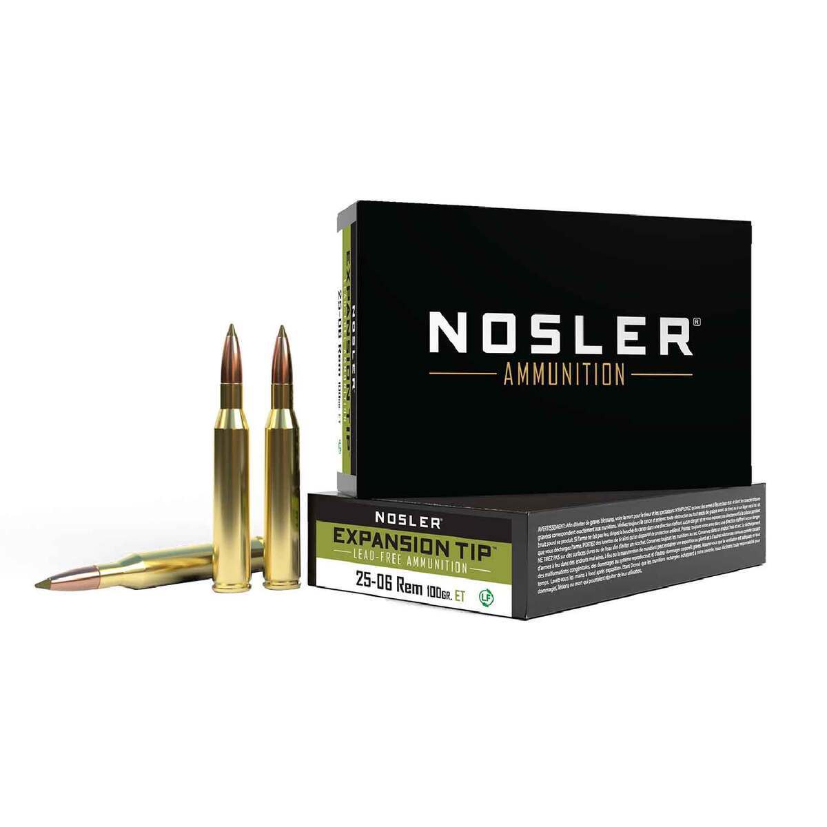 Nosler Expansion Tip 25-06 Remington 100gr TPFMJ Rifle Ammo - 20 Rounds Nosler Expansion Tip 25-06 Remington 100gr TPFMJ Rifle Ammo - 20 Rounds