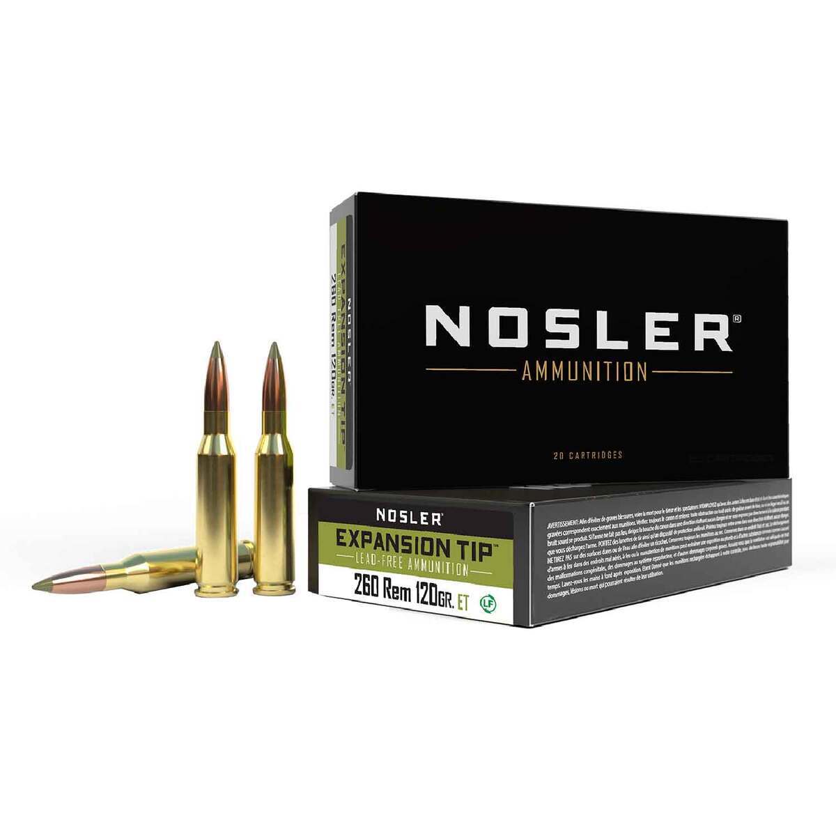 Nosler Expansion Tip 260 Remington 120gr TPFMJ Rifle Ammo - 20 Rounds Nosler Expansion Tip 260 Remington 120gr TPFMJ Rifle Ammo - 20 Rounds