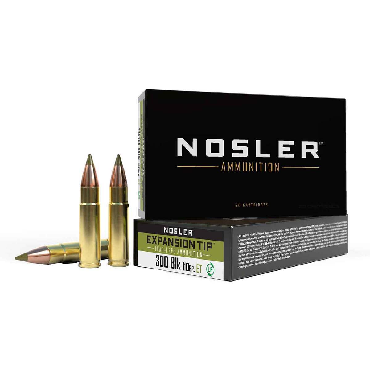 Nosler Expansion Tip 300 AAC Blackout 110gr TPFMJ Rifle Ammo - 20 Rounds Nosler Expansion Tip 300 AAC Blackout 110gr TPFMJ Rifle Ammo - 20 Rounds