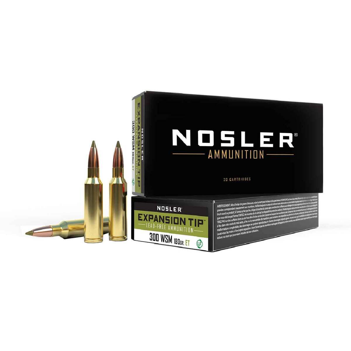 Nosler Expansion Tip 300 WSM (Winchester Short Mag) 180gr TPFMJ Rifle Ammo - 20 Rounds Nosler Expansion Tip 300 WSM (Winchester Short Mag) 180gr TPFMJ Rifle Ammo - 20 Rounds