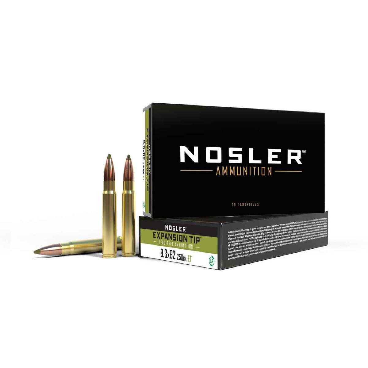 Nosler Expansion Tip 9.3x62 Mauser 250gr TPFMJ Rifle Ammo - 20 Rounds Nosler Expansion Tip 9.3x62 Mauser 250gr TPFMJ Rifle Ammo - 20 Rounds