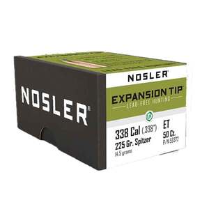 Nosler Expansion Tip Lead Free 338 Caliber 225gr Spitzer Point Reloading Bullets - 50 Rounds