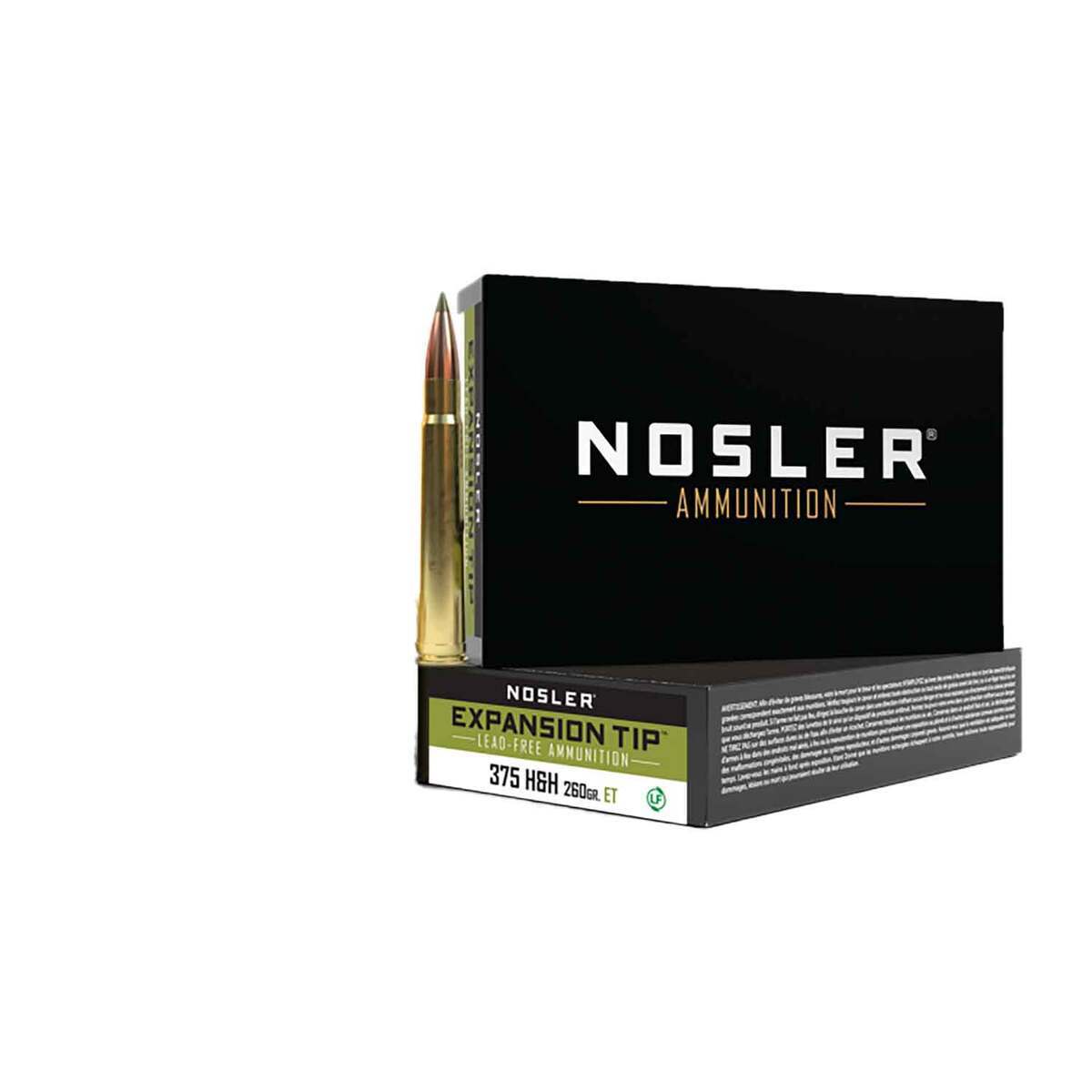 Nosler Lead-Free 375 H&H Magnum 260gr E-Tip Rifle Ammo - 20 Rounds Nosler Lead-Free 375 H&H Magnum 260gr E-Tip Rifle Ammo - 20 Rounds