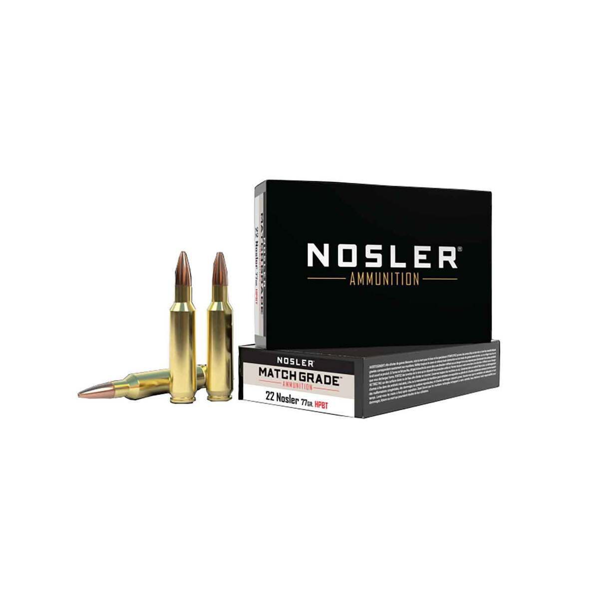 Nosler Match Grade 22 Nosler 77gr Custom Competition HPBT Centerfire Rifle Ammo - 20 Rounds Nosler Match Grade 22 Nosler 77gr Custom Competition HPBT Centerfire Rifle Ammo - 20 Rounds
