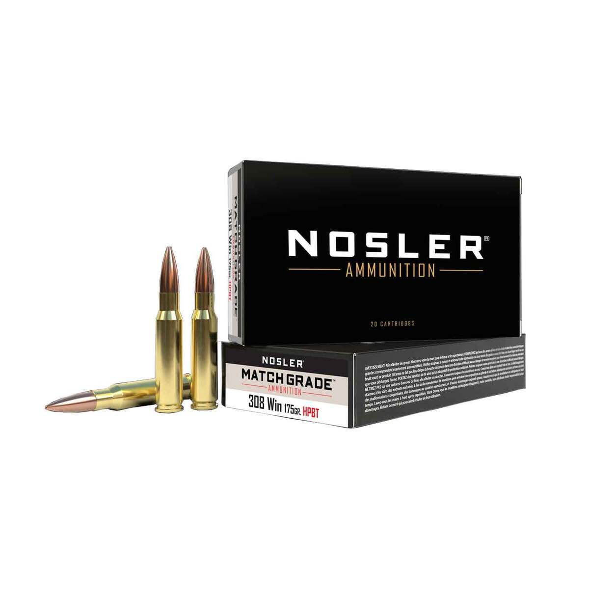 Nosler Match Grade 308 Winchester 175gr HPBT Rifle Ammo - 20 Rounds Nosler Match Grade 308 Winchester 175gr HPBT Rifle Ammo - 20 Rounds