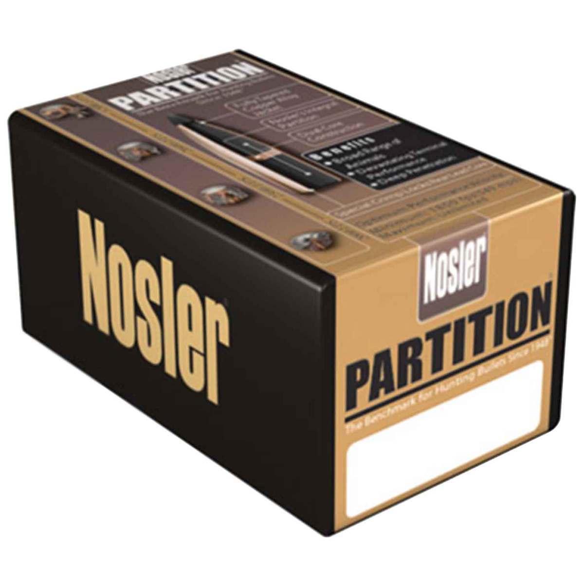 Nosler Partition 270 Caliber 6.8 mm/277 Spitzer Partition 160gr Reloading Bullets - 50 Count Nosler Partition 270 Caliber 6.8 mm/277 Spitzer Partition 160gr Reloading Bullets - 50 Count