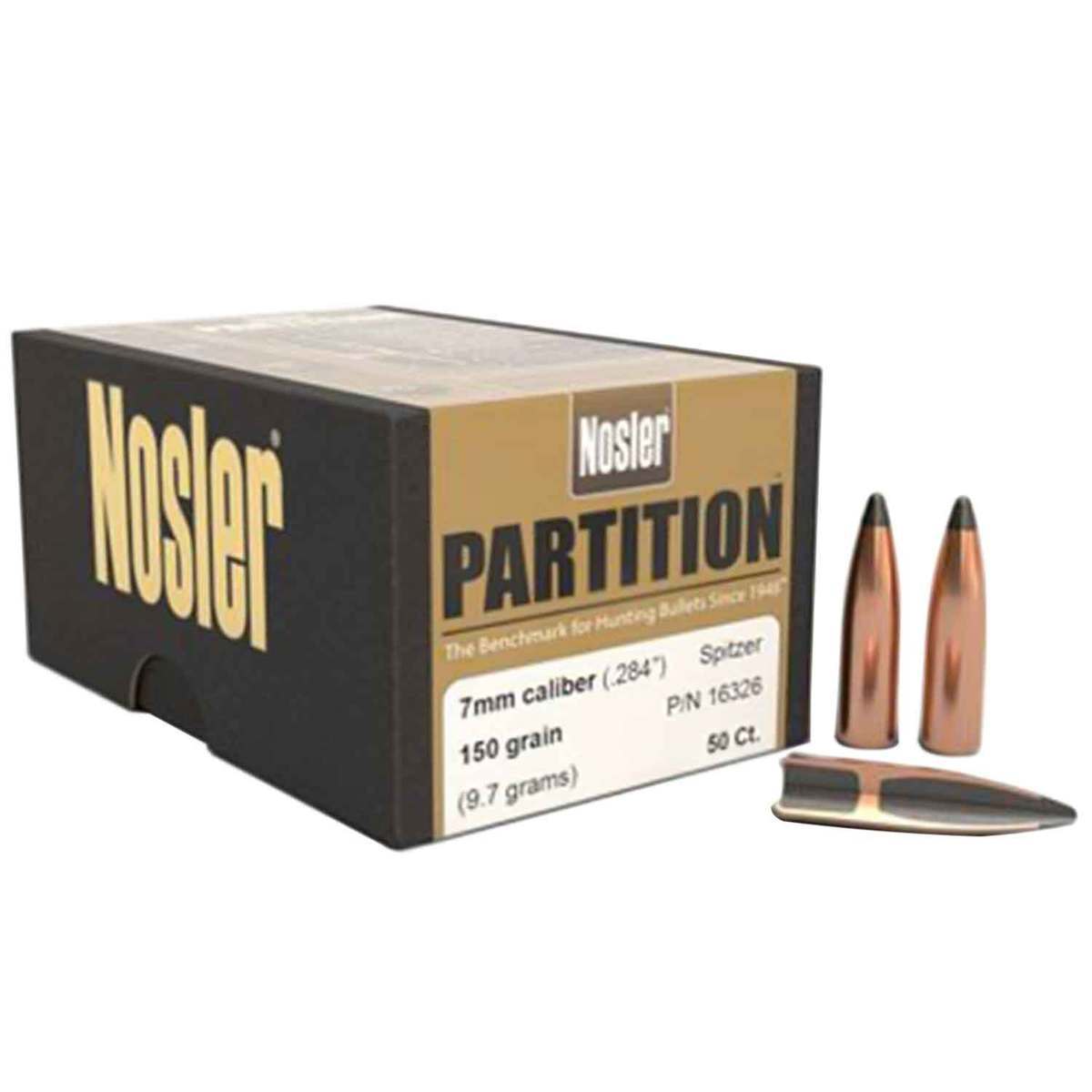 Nosler Partition 284 Caliber 7mm/284 Spitzer PT 150gr Reloading Bullets - 50 Count Nosler Partition 284 Caliber 7mm/284 Spitzer PT 150gr Reloading Bullets - 50 Count