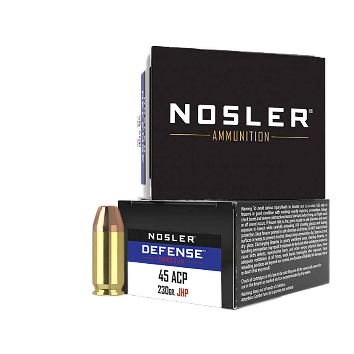 Nosler Performance Defense 45 Auto (ACP) +P 230gr JHP Handgun Ammo - 20 Rounds Nosler Performance Defense 45 Auto (ACP) +P 230gr JHP Handgun Ammo - 20 Rounds