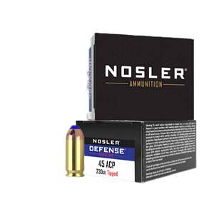 Nosler Performance Defense 45 Auto (ACP) +P 230gr Tipped Bonded Handgun Ammo - 20 Rounds