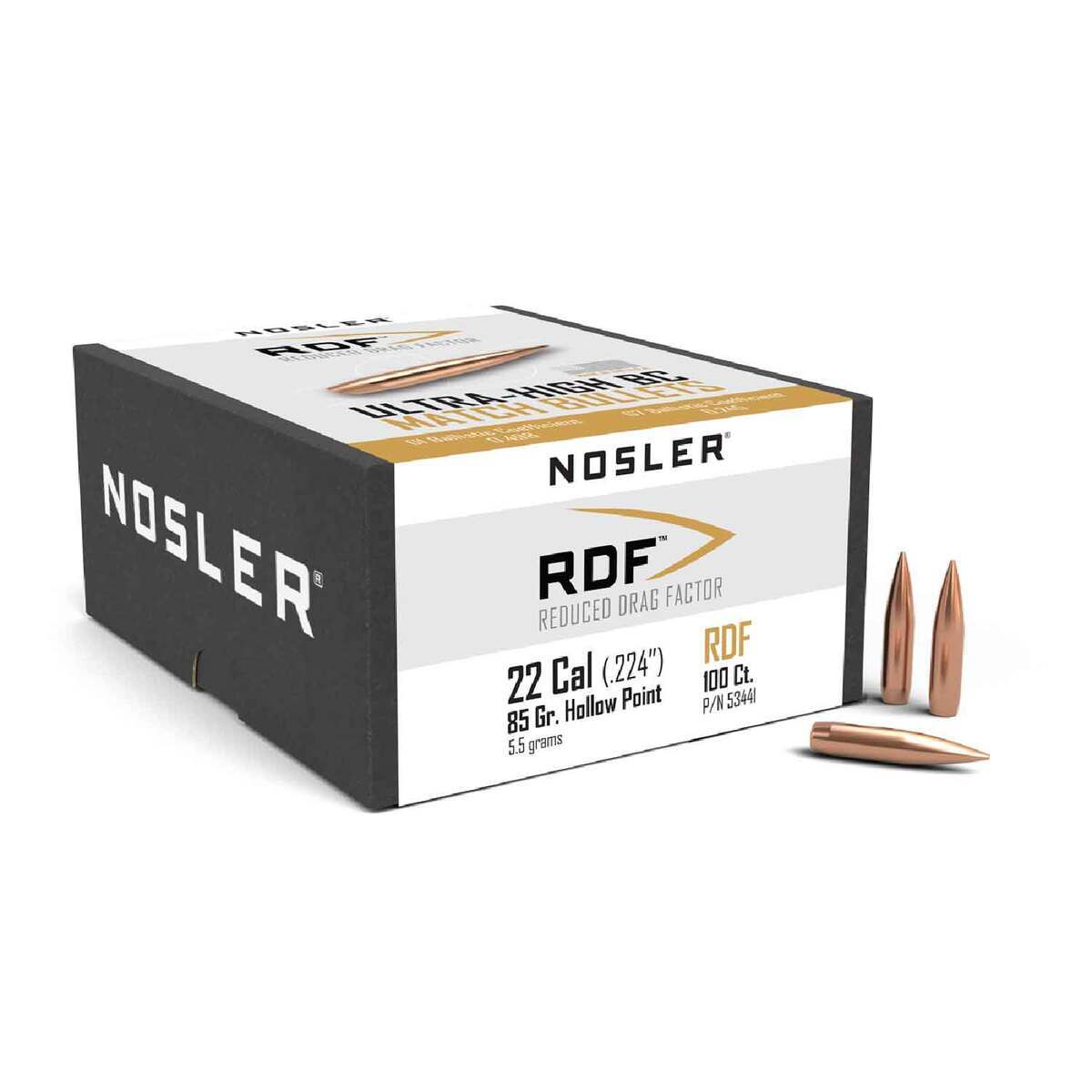 Nosler RDF 22 Caliber Hollow Point 85gr Reloading Bullets - 100 Count Nosler RDF 22 Caliber Hollow Point 85gr Reloading Bullets - 100 Count