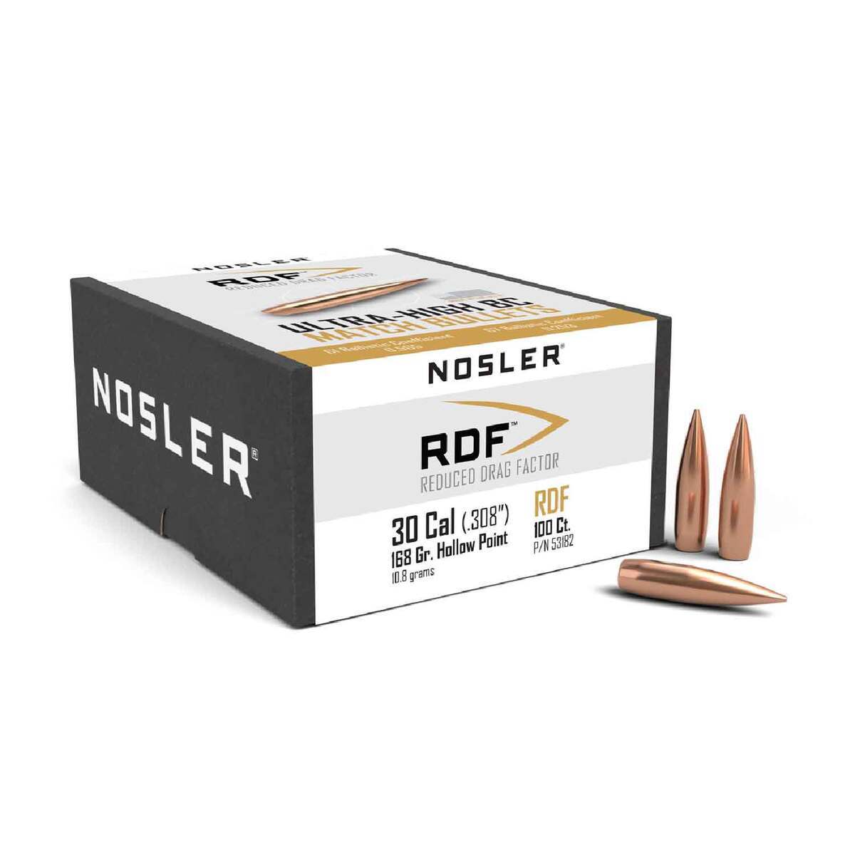 Nosler RDF 30 Hollow Point 168gr Reloading Bullets - 100 Count Nosler RDF 30 Hollow Point 168gr Reloading Bullets - 100 Count
