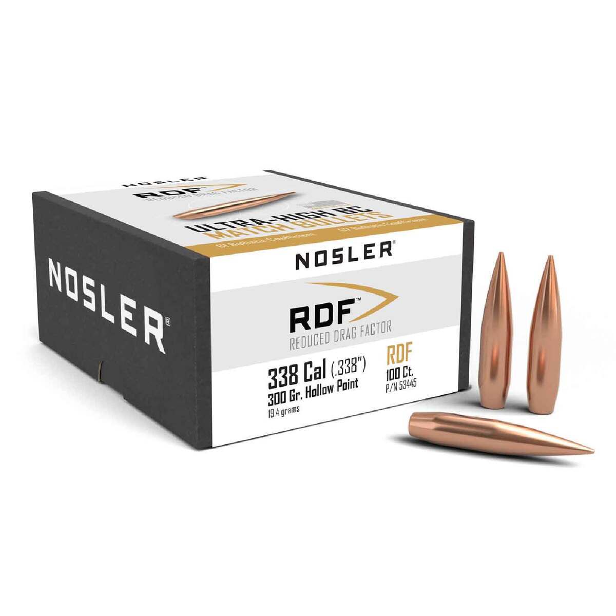 Nosler RDF 338 Caliber FMJ 300gr Reloading Bullets - 100 Count Nosler RDF 338 Caliber FMJ 300gr Reloading Bullets - 100 Count