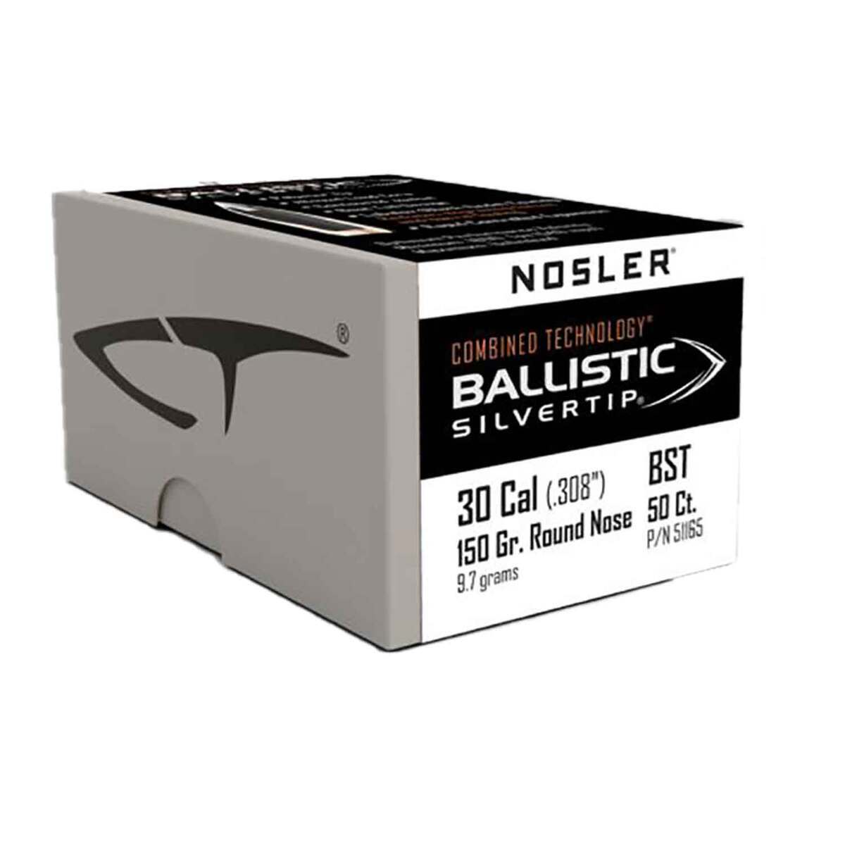 Nosler RN Ballistic Sivertip 30 Caliber 150gr Round Nose Handgun Ammo - 50 Rounds Nosler RN Ballistic Sivertip 30 Caliber 150gr Round Nose Handgun Ammo - 50 Rounds