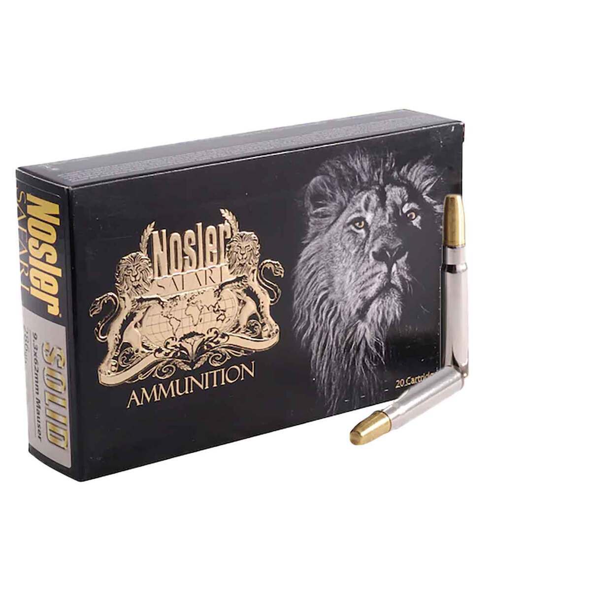 Nosler Safari 9.3x62 Mauser 286gr Solid Point Rifle Ammo - 20 Rounds Nosler Safari 9.3x62 Mauser 286gr Solid Point Rifle Ammo - 20 Rounds