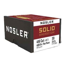 Nosler Solid 416 Caliber 400gr Flat Point Reloading Bullets - 25 Rounds