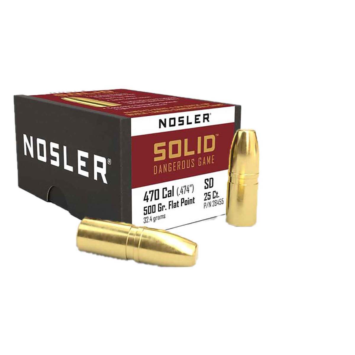 Nosler Solid 470 Caliber 500gr Flat Point Reloading Bullets - 25 Rounds Nosler Solid 470 Caliber 500gr Flat Point Reloading Bullets - 25 Rounds