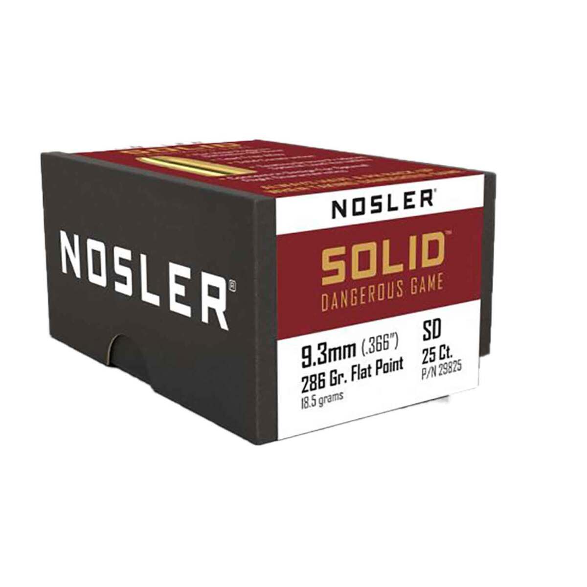Nosler Solid 36 Caliber/9.3mm 286gr Flat Point Reloading Bullets - 25 Rounds Nosler Solid 36 Caliber/9.3mm 286gr Flat Point Reloading Bullets - 25 Rounds