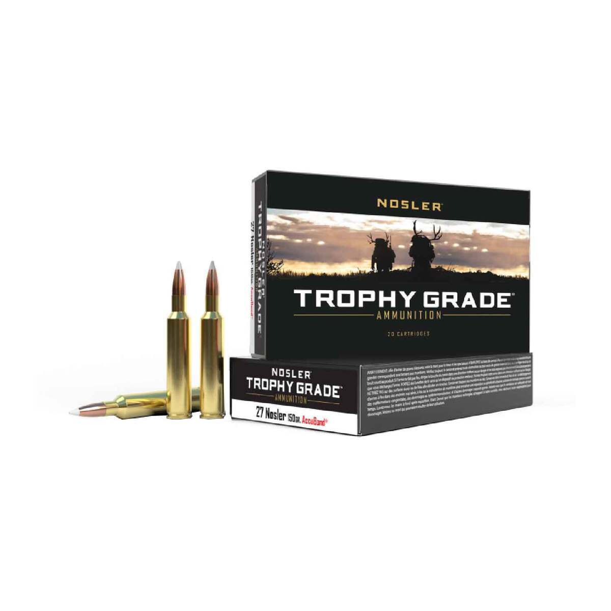 Nosler Trophy Grade 27 Nosler 150gr TPFMJ Rifle Ammo - 20 Rounds Nosler Trophy Grade 27 Nosler 150gr TPFMJ Rifle Ammo - 20 Rounds