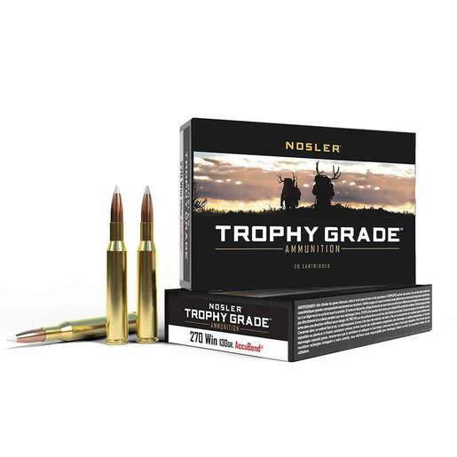 Nosler Trophy Grade 270 Winchester 130gr Accubond Rifle Ammo – 20 Rounds