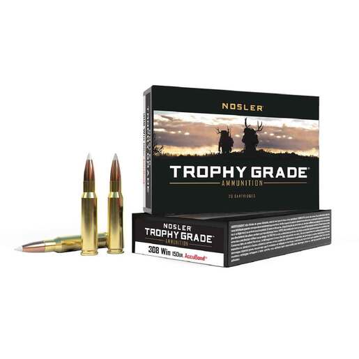 Nosler Trophy Grade 308 Winchester 150gr FMJSP Rifle Ammo Ammo - 20 Rounds 20 Rounds Ammo