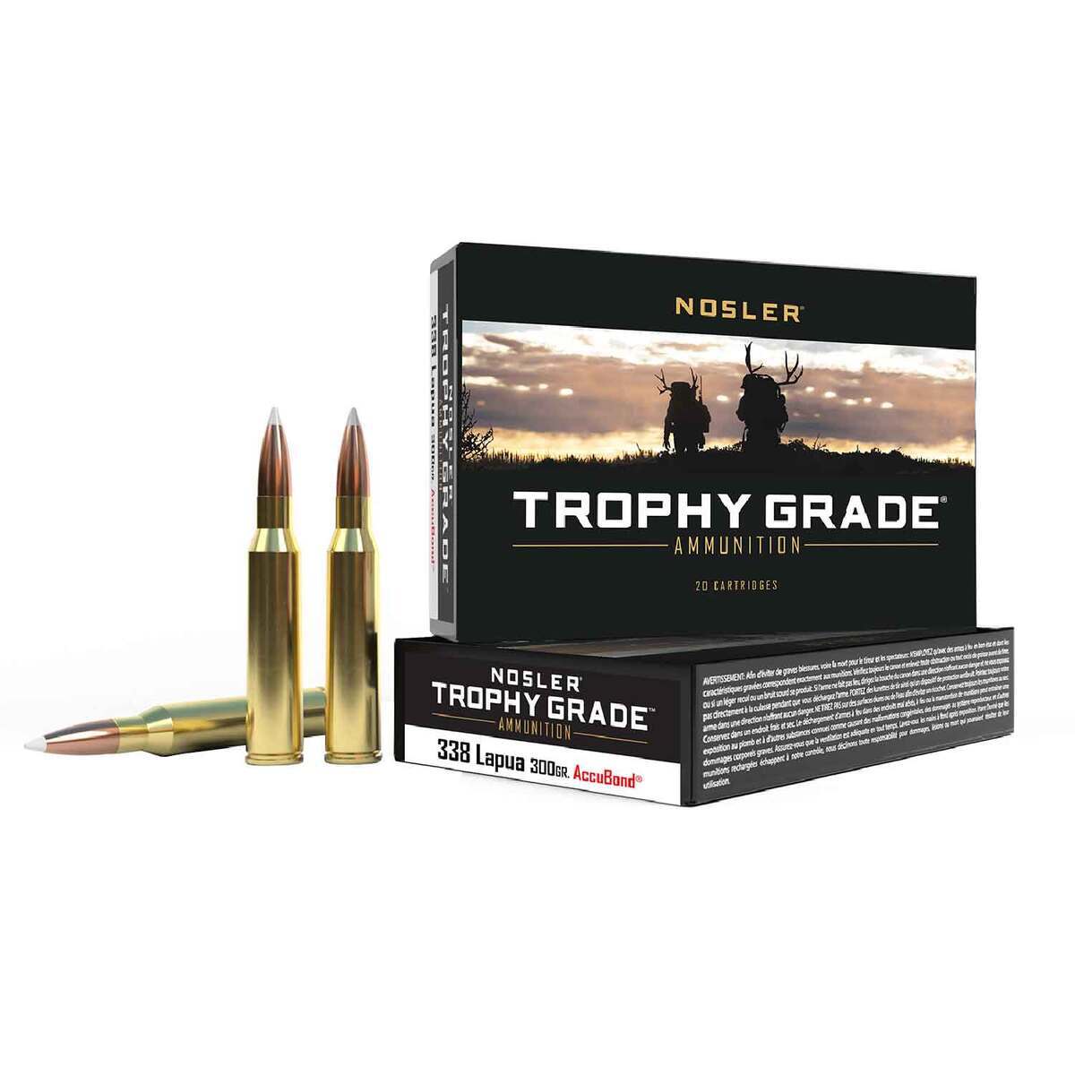 Nosler Trophy Grade 338 Lapua Magnum 300gr Accubond Rifle Ammo - 20 Rounds Nosler Trophy Grade 338 Lapua Magnum 300gr Accubond Rifle Ammo - 20 Rounds