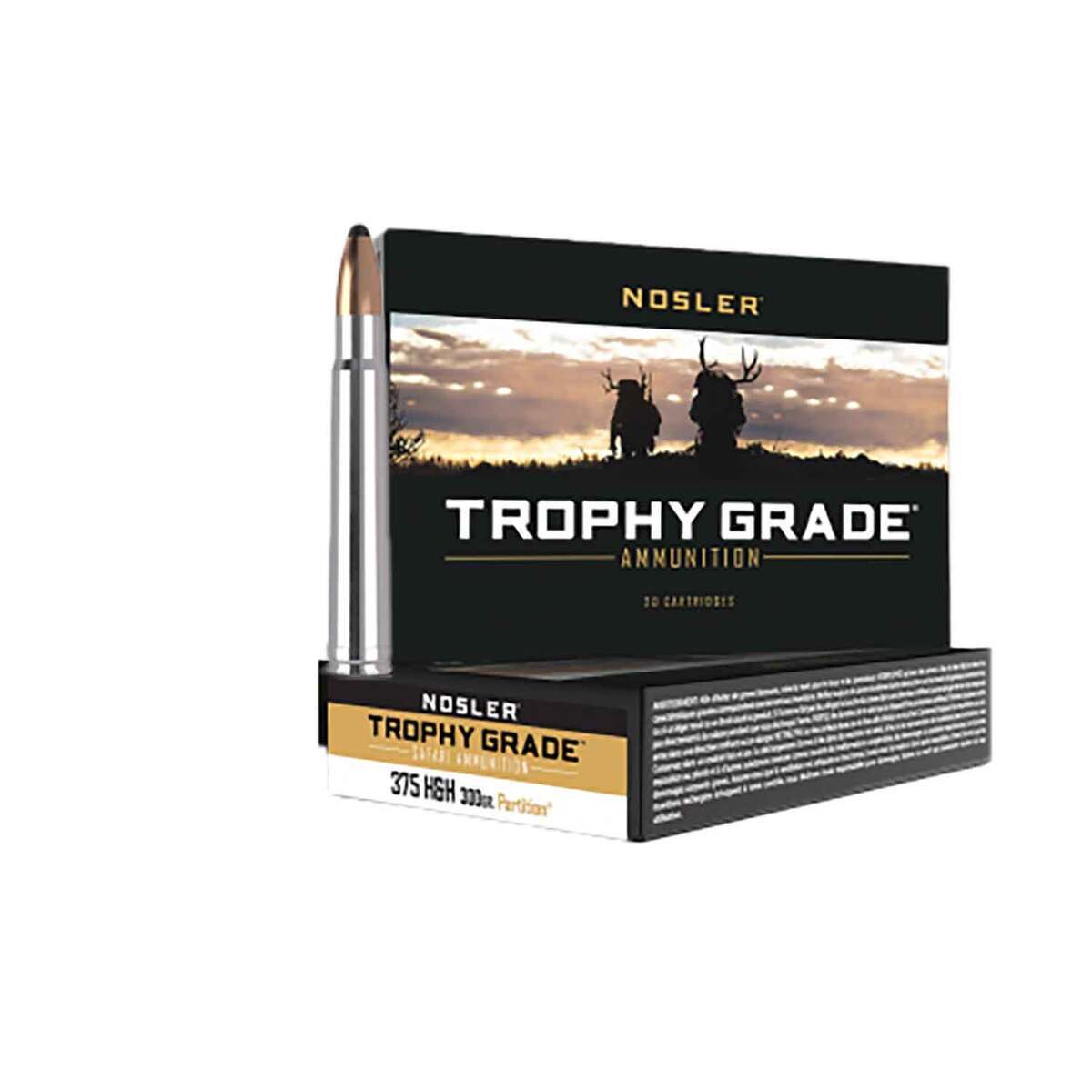Nosler Trophy-Grade Safari 375 H&H Magnum 300gr Partition Rifle Ammo - 20 Rounds Nosler Trophy-Grade Safari 375 H&H Magnum 300gr Partition Rifle Ammo - 20 Rounds