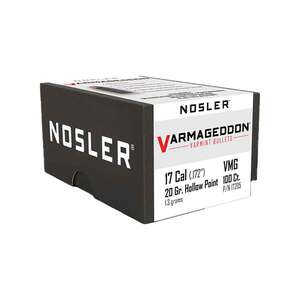 Nosler Varmageddon 17 Caliber 20gr Hollow Point Reloading Bullets - 100 Rounds