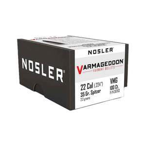Nosler Varmageddon 22 Caliber 35gr Spitzer Point Reloading Bullets - 100 Rounds
