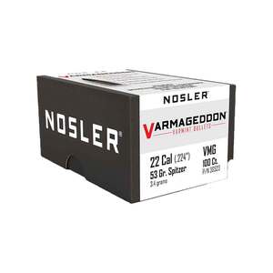 Nosler Varmageddon 22 Caliber 53gr Spitzer Point Reloading Bullets - 100 Rounds