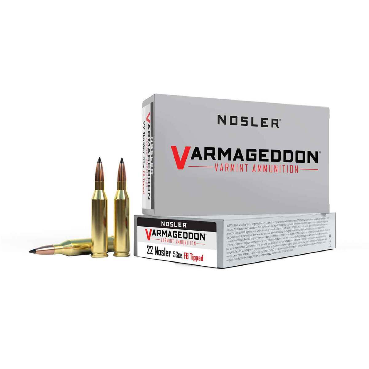 Nosler Varmageddon 22 Nosler 53gr FB Tipped Rifle Ammo - 20 Rounds Nosler Varmageddon 22 Nosler 53gr FB Tipped Rifle Ammo - 20 Rounds