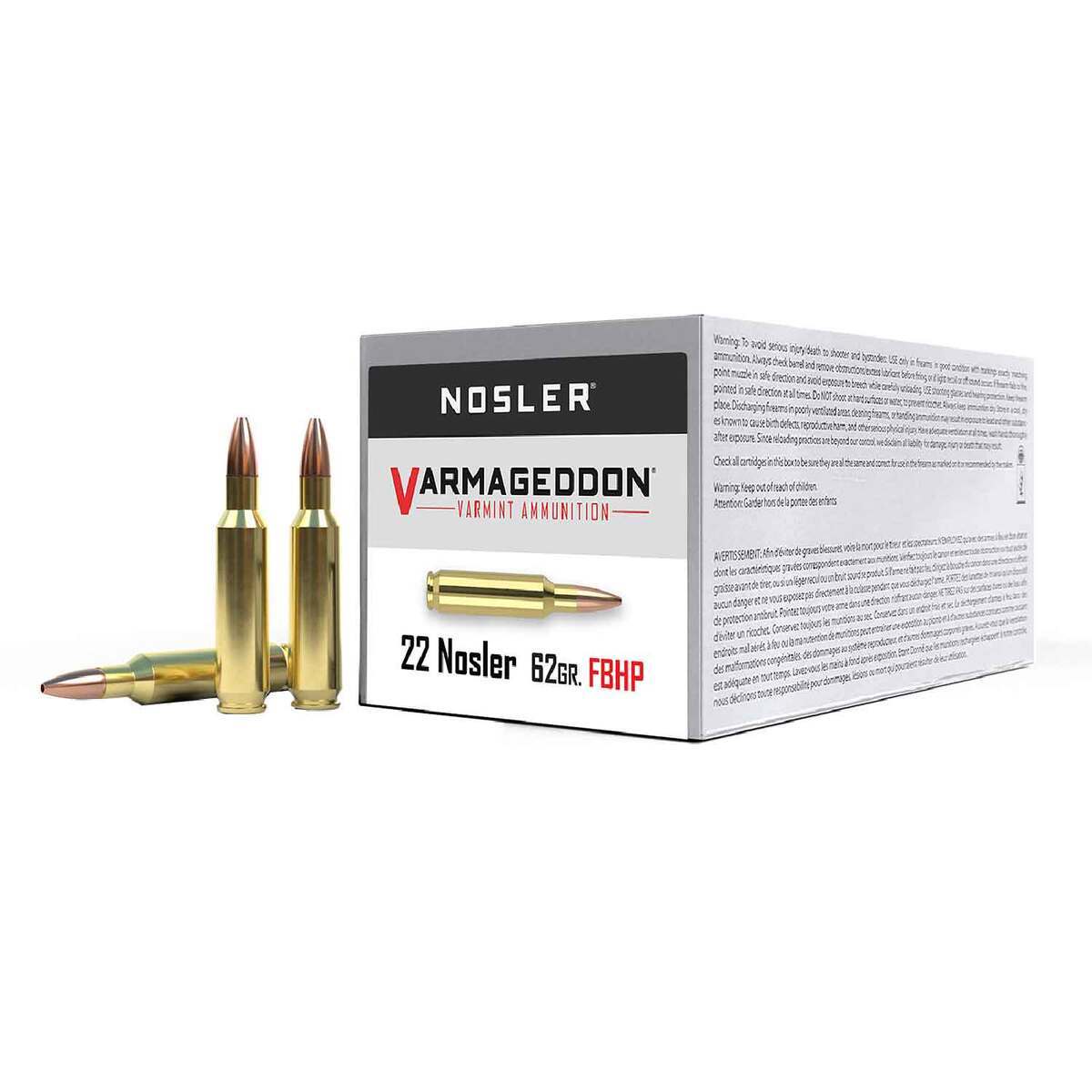 Nosler Varmageddon 22 Nosler 62gr FBHP Rifle Ammo - 50 Rounds Nosler Varmageddon 22 Nosler 62gr FBHP Rifle Ammo - 50 Rounds