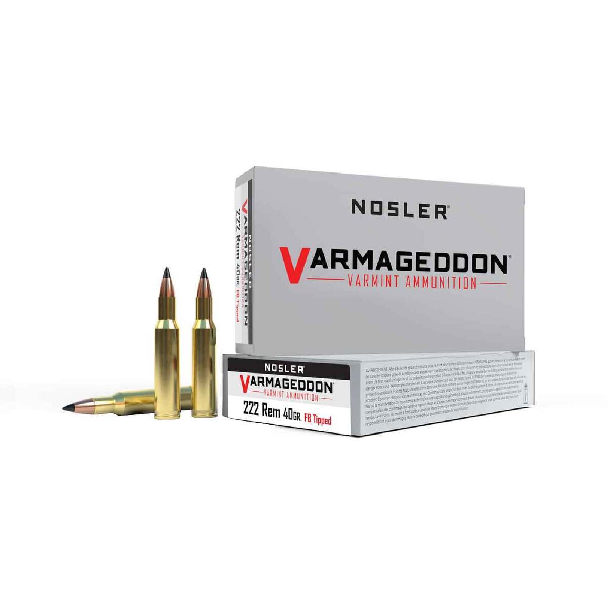 Nosler Varmageddon 222 Remington 40gr FB Tipped Rifle Ammo - 20 Rounds Nosler Varmageddon 222 Remington 40gr FB Tipped Rifle Ammo - 20 Rounds