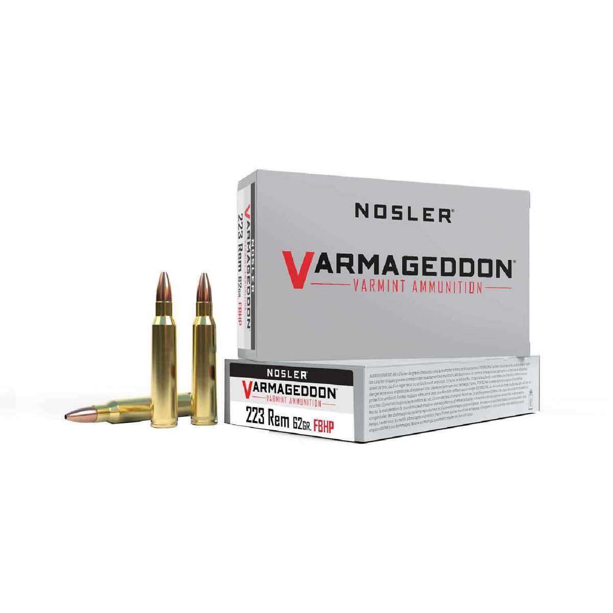 Nosler Varmageddon 223 Remington 62gr FBHP Varmageddon Rifle Ammo - 20 Rounds Nosler Varmageddon 223 Remington 62gr FBHP Varmageddon Rifle Ammo - 20 Rounds