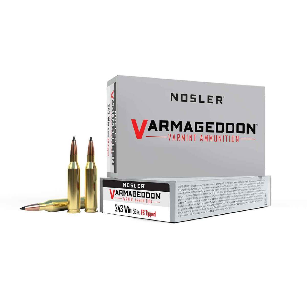 Nosler Varmageddon 243 Winchester 55gr FB Tipped Rifle Ammo - 20 Rounds Nosler Varmageddon 243 Winchester 55gr FB Tipped Rifle Ammo - 20 Rounds