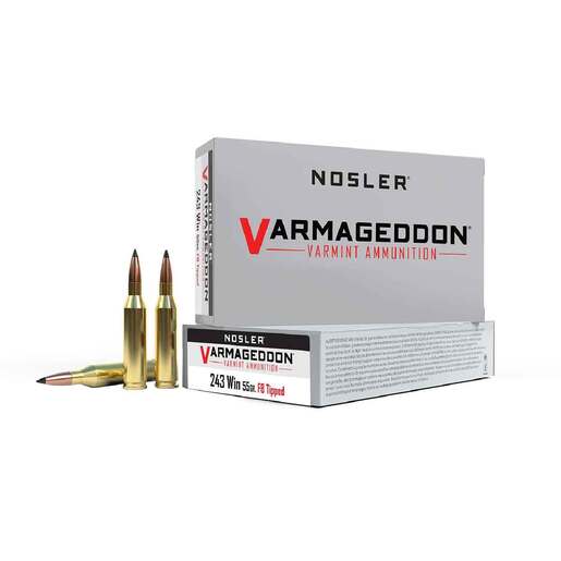 Nosler Varmageddon 243 Winchester 55gr FB Tipped Rifle Ammo Ammo - 20 Rounds 20 Rounds Ammo
