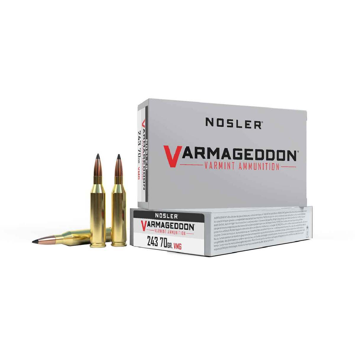 Nosler Varmageddon 243 Winchester 70gr FB Tipped Rifle Ammo - 20 Rounds Nosler Varmageddon 243 Winchester 70gr FB Tipped Rifle Ammo - 20 Rounds