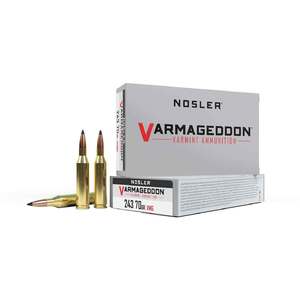 Nosler Varmageddon 243 Winchester 70gr FB Tipped Rifle Ammo - 20 Rounds